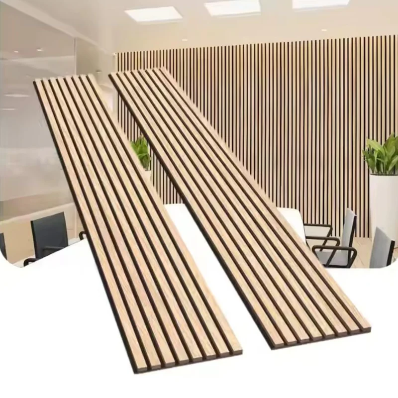 Panneau acoustique tasseaux bois chêne claire