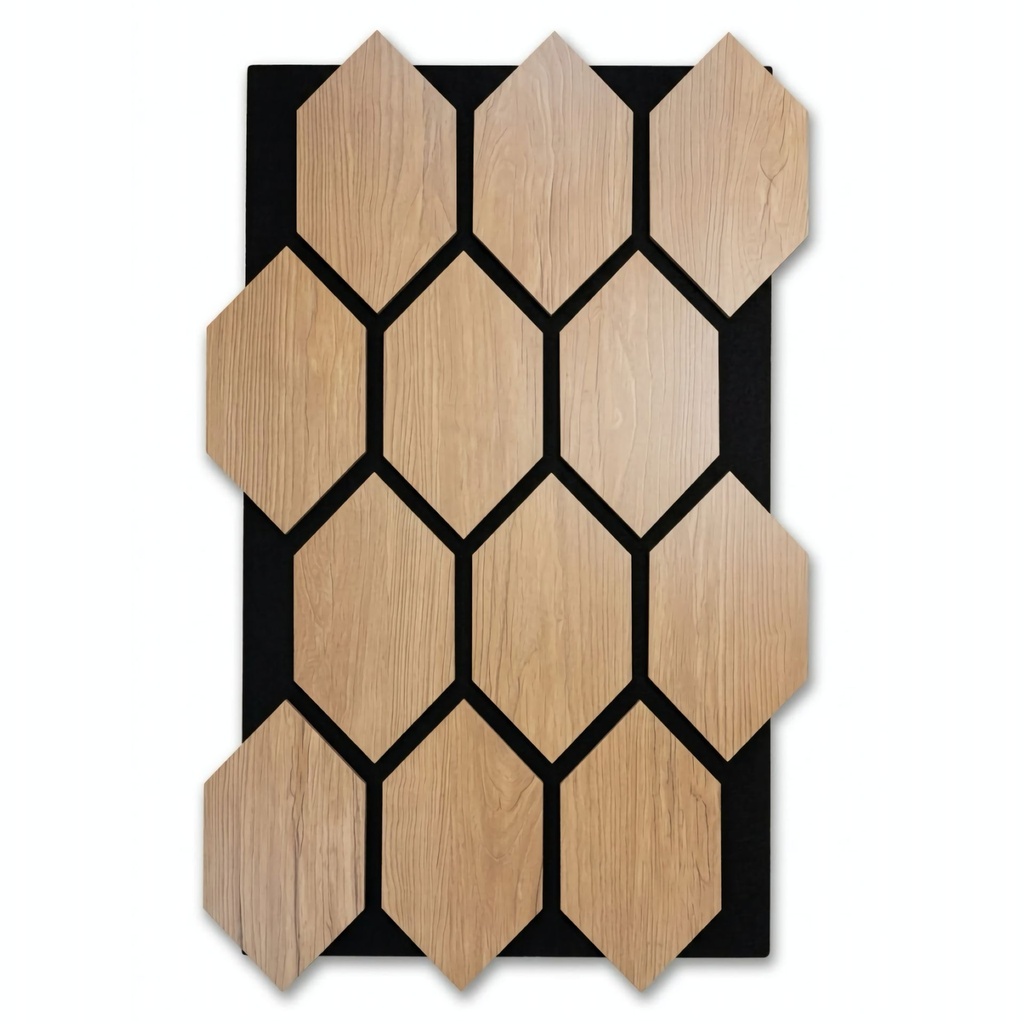 Panneau acoustique tasseaux bois Hexagone chêne claire
