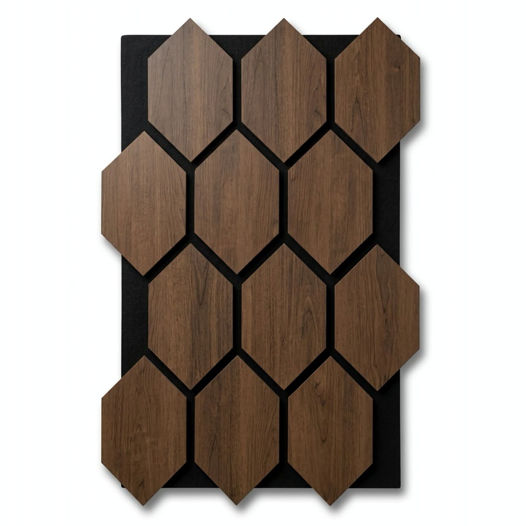 Panneau acoustique Hexagone chêne foncé
